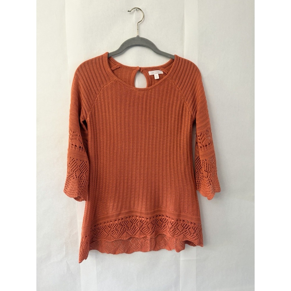 LC Lauren Conrad Texture Knit Tunic Rust Orange Color Size XS Keyhole Back